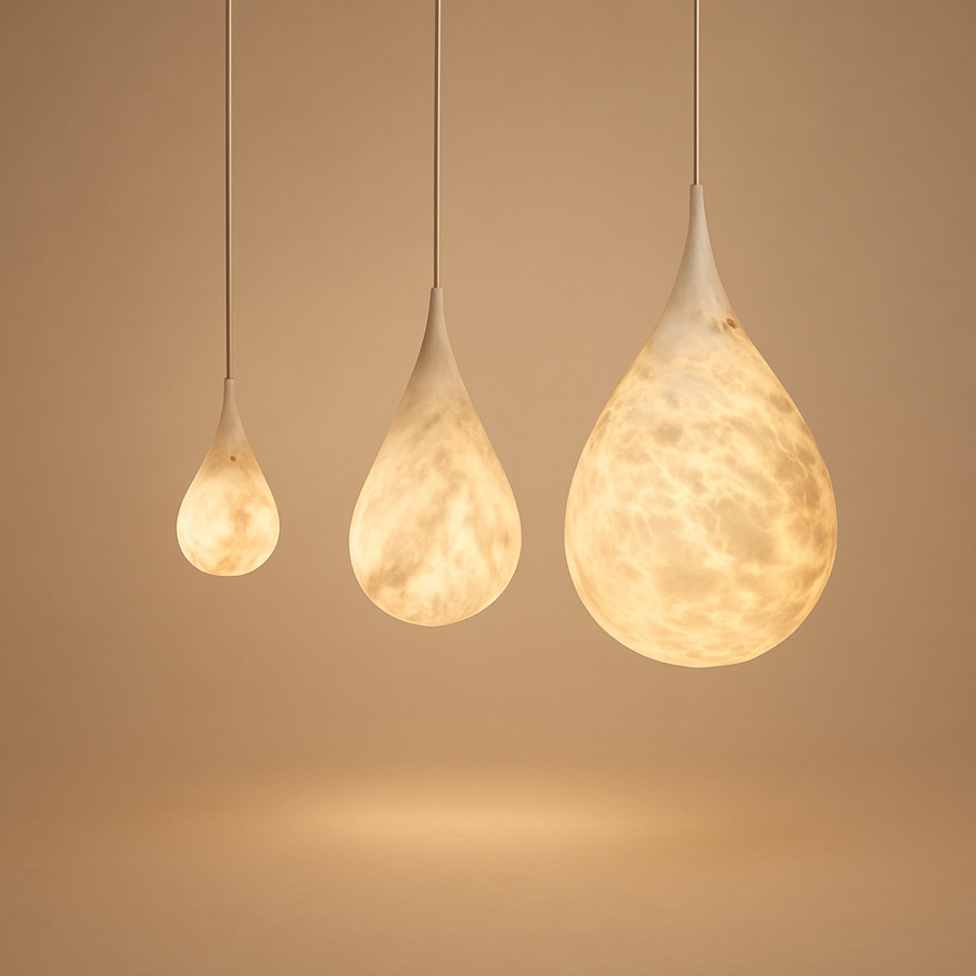 Suspension Goutte Albâtre Blanc Minimaliste Design - Cuisine Salon Salle à Manger — Larme