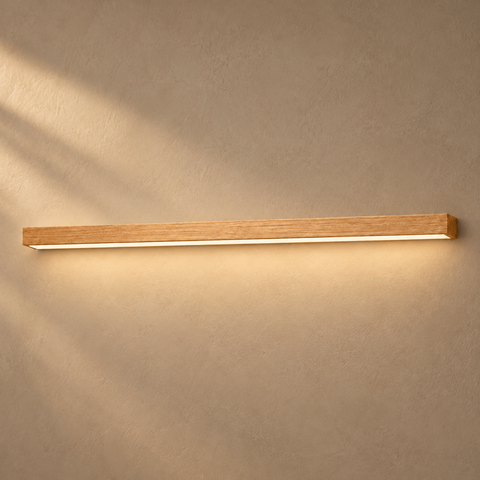 Ligna — applique en bois naturel sur fond gris clair