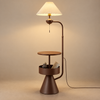 Nexus — lampadaire à abat-jour plissé et tablettes — brun