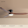 Ventilateur de Plafond Bois Massif avec Éclairage LED