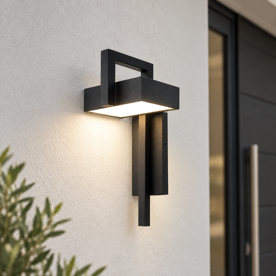 Polygo — applique noire H38 cm, lumière neutre