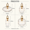 Presto — quatre formes documentées — dimensions hors câble