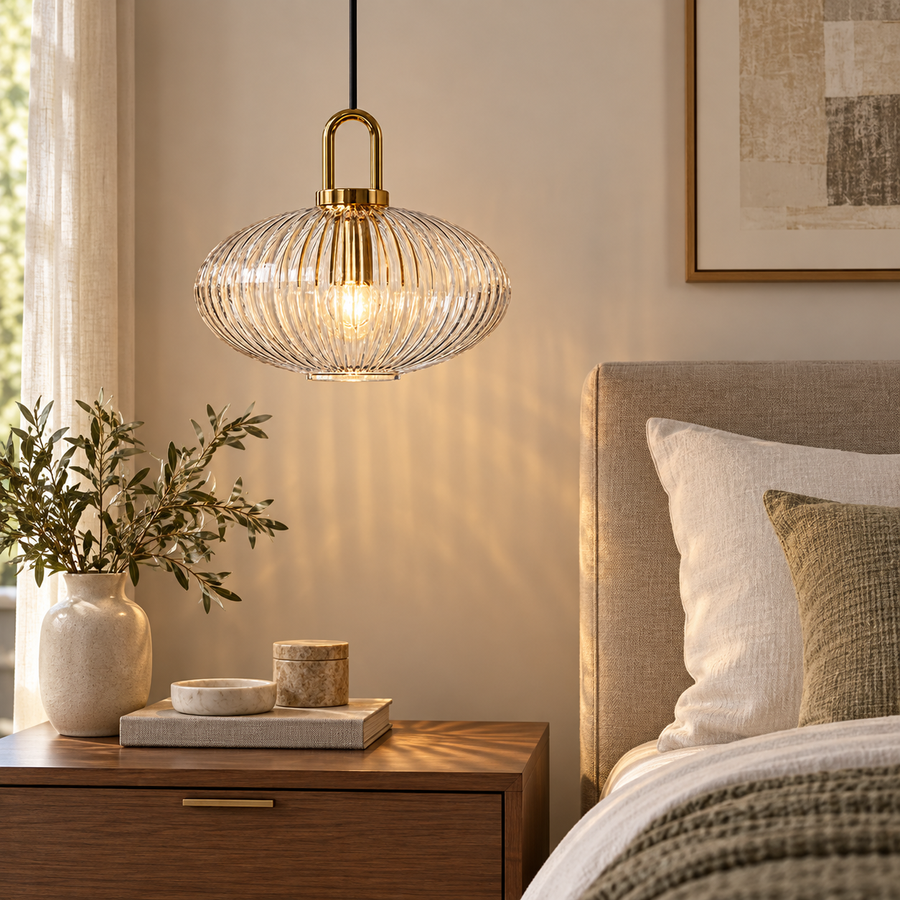 Presto — 26 cm de hauteur, diamètre 30 cm — verre transparent — ambiance