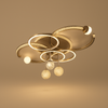 Lustre Plafonnier Anneaux Laiton Doré Minimaliste Dimmable Design - Salon Salle à Manger — Orbit