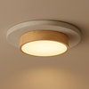 Plafonnier Béton Brut et Bois Naturel Anneau LED - Salon Cuisine Chambre — Quantum