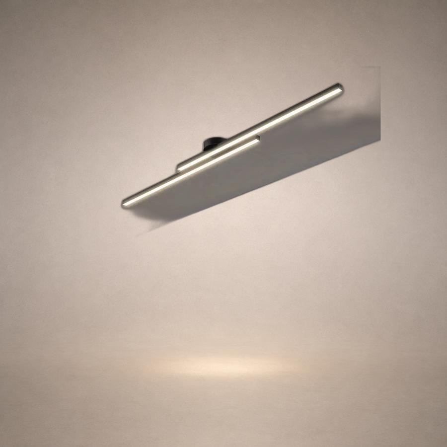 Plafonnier Linéaire Métal Noir Minimaliste Design Moderne - Salle de Bain Salon Chambre — Aase