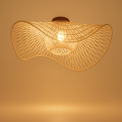 Plafonnier Conique Céramique Rayée Bleu et Blanc - Salle de Bain Salon Chambre — Cono
