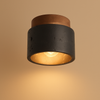 Plafonnier Cylindre Béton Noir et Bois Naturel - Salon Chambre Salle à Manger — Mimosa