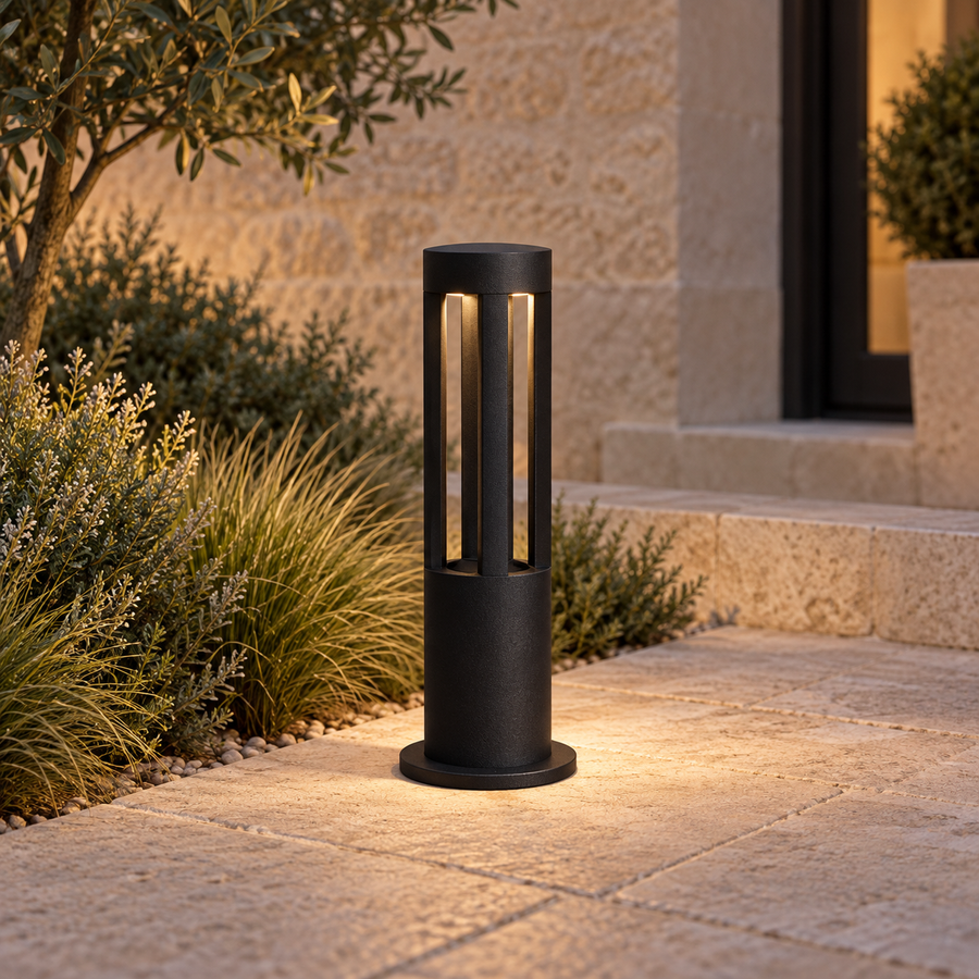 Torre — borne noire 40 cm — detail allume