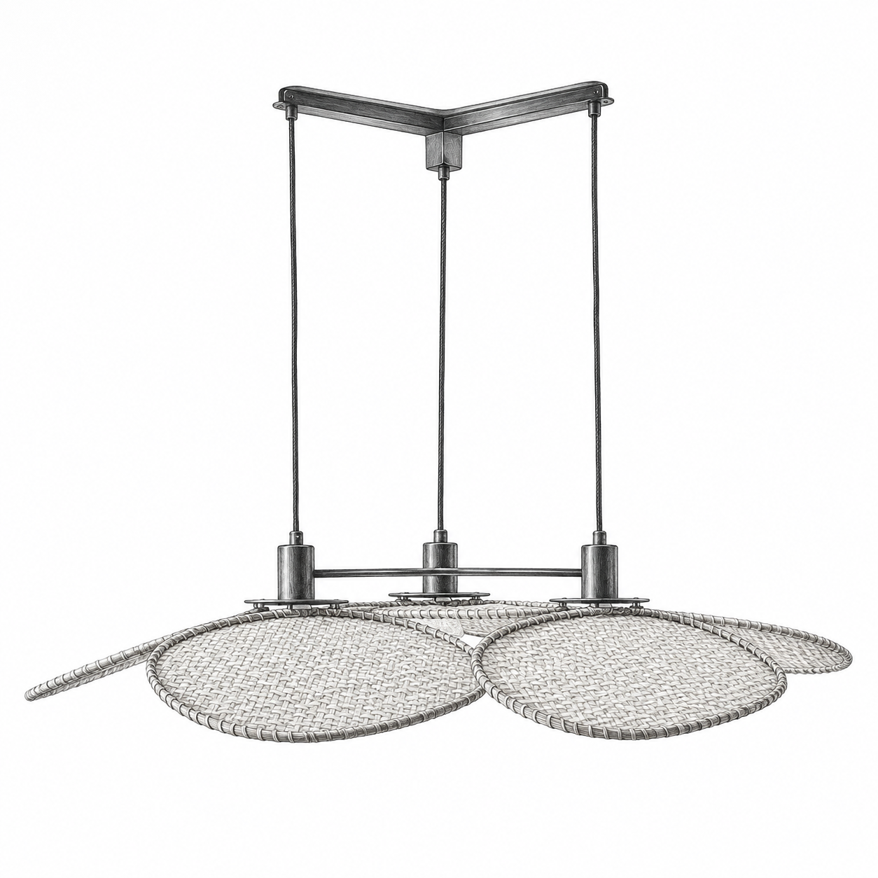 Croquis au graphite d’Éclat, Style H · Suspension triple