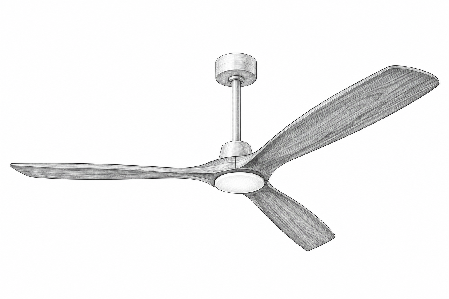 Croquis au graphite de Ventilateur Bois Silencieux, Ø 107 cm