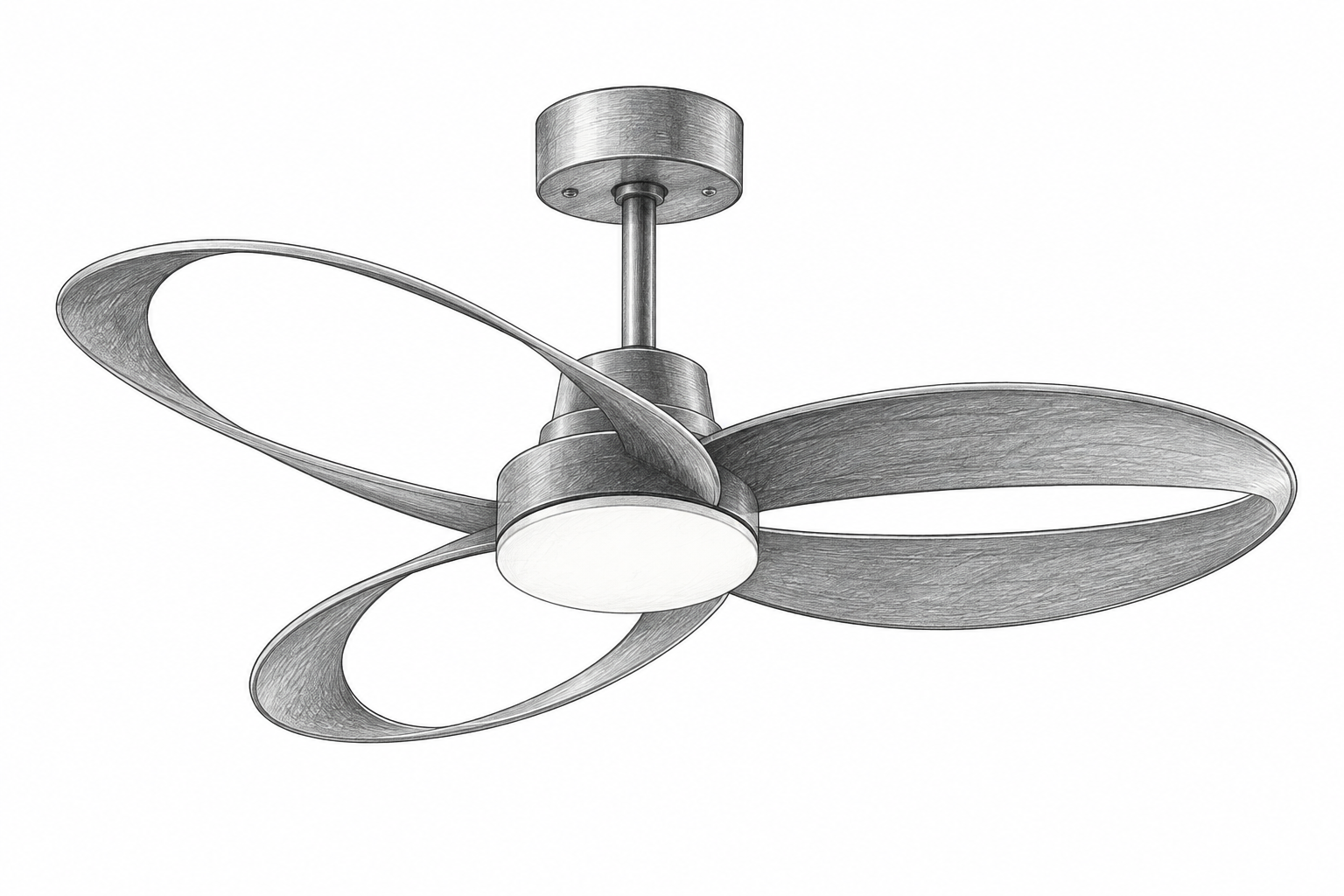 Croquis au graphite de Ventilateur Vintage Bois, Ø 107 cm