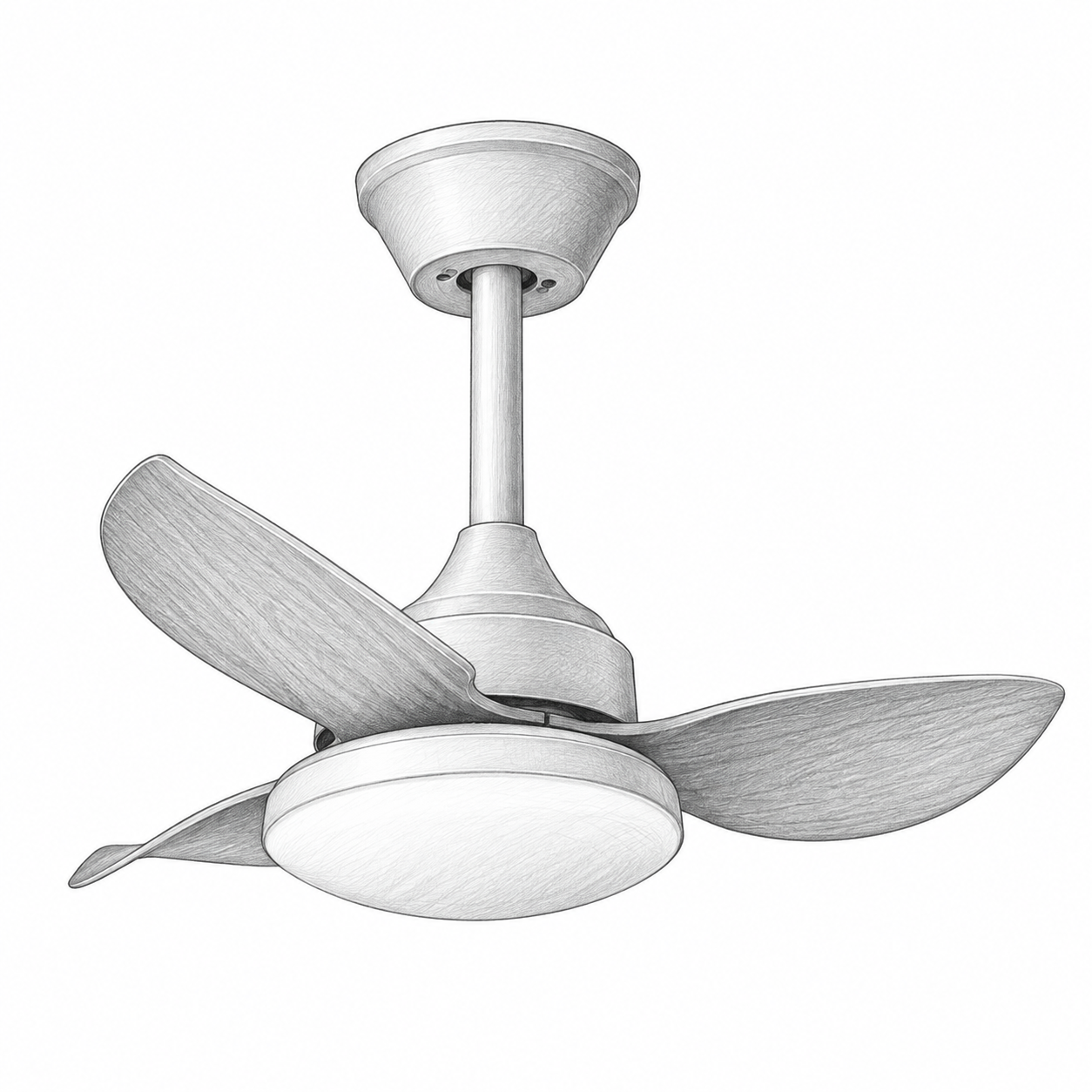 Croquis au graphite de Ventilateur Compact LED, Petit modèle