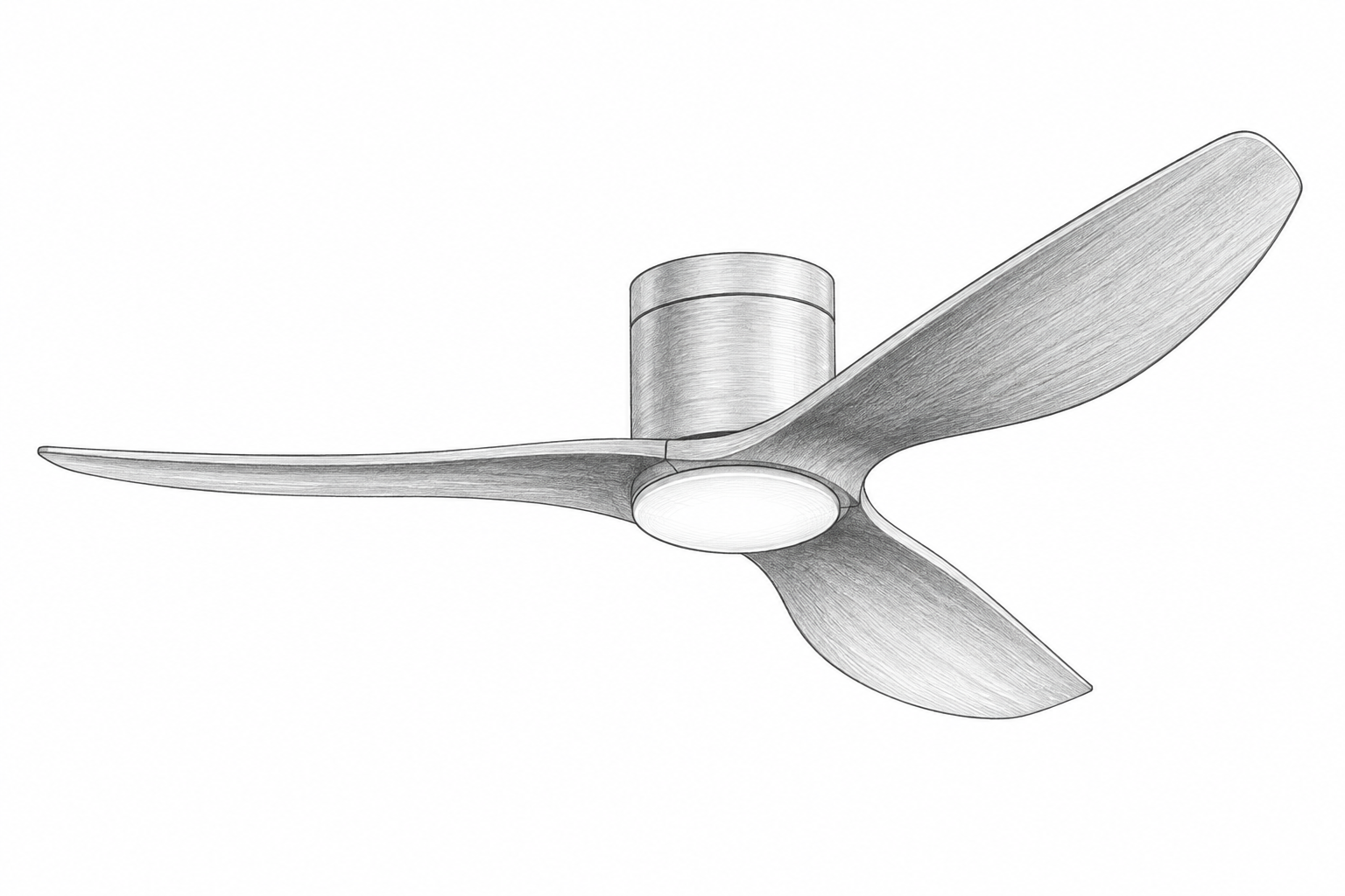 Croquis au graphite de Ventilateur Rétro Industriel, Ø 113 cm · avec LED